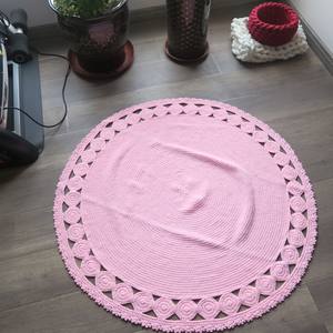 Venta directa de fábrica 120CM alfombra redonda grande de ganchillo para bebé 100% algodón patrón de flores de alta calidad alfombra de dormitorio alfombra lavable - Product Image 4