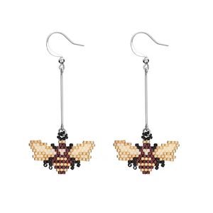 Boucles d'oreilles pendantes abeille mignonnes et amusantes, <span class=keywords><strong>perles</strong></span> <span class=keywords><strong>de</strong></span> riz Miyuki, <span class=keywords><strong>tissage</strong></span> artisanal, boucles d'oreilles pendantes - Product Image 6