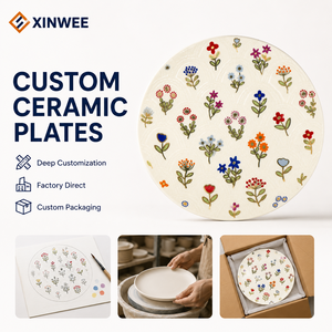 Platos <span class=keywords><strong>de</strong></span> Cerámica Personalizados con Flores en Relieve Vintage, Vajilla Floral Silvestre Pintada a Mano, Apta para Lavavajillas, OEM, Venta al Por Mayor - Product Image 1
