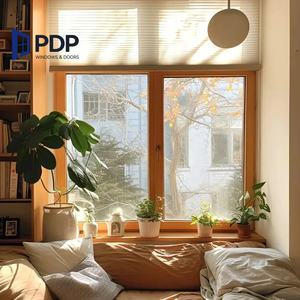 Fenêtres en bois insonorisées attrayantes avec couvercles en aluminium en verre trempé pour appartement villa cuisine entrée sous-sol hôtel - Product Image 4