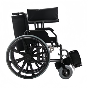 Fauteuil roulant manuel en acier haute teneur en carbone, noir, léger, pliable, pour personnes âgées, usage médical et massage. - Product Image 4