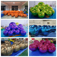 Boule à miroir argentée double couche Ballon gonflable en PVC Boule à neige géante réfléchissante Arche étanche Mariage Halloween Noël