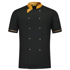 Hotelmanager Übergröße Angestellte Uniform Herren Arbeitskleidung mit Logo Küchenchef Mäntel Kurzarm-Jacke