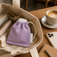 Pochette Mini en Velours Côtelé Personnalisable avec Étiquette Couleur, Fermeture à Cordon Réglable pour Pièces de Monnaie, Écouteurs, Bijoux, Cosmétiques et Petits Objets