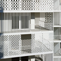 Panneaux de mur-rideau perforés en alliage d'aluminium PVDF, revêtement métallique sculpté, imperméable, ignifuge, façade extérieure