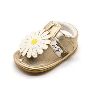 Sandales d'été pour bébés, vente en gros, à fond en caoutchouc, antidérapantes, anti-épais, accessoires floraux pour petites filles, vente en gros