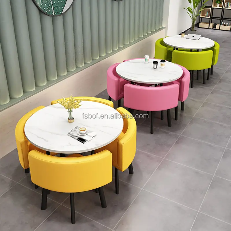 Design moderno stile tavolo rotondo e sedie set di mobili ristorante mensa cafe tavolo fast food e sedia per coffee shop