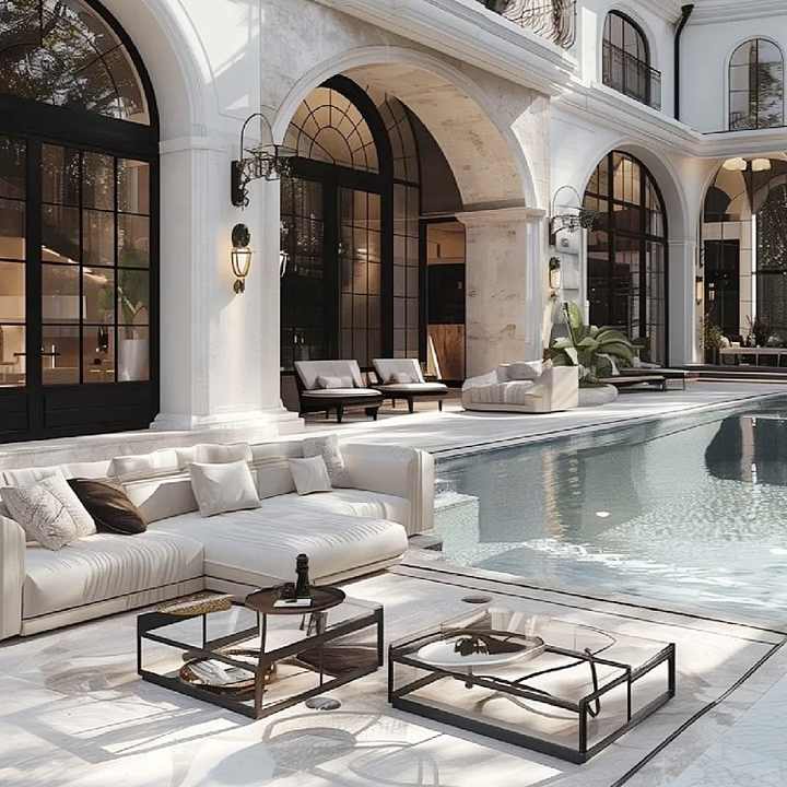 French Style Cream Pinta Facade Wall Cladding - Luxurious Villa Exteriors