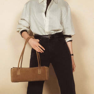 Autumn and winter suede leather bag top handle simple and unique single strap classic shoulder bag plush soft handbag - Product Image 1