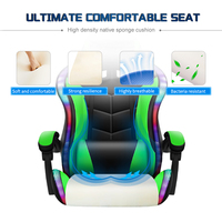Chaise de bureau pivotante à hauteur réglable en cuir synthétique et acier inoxydable avec éclairage LED RGB, fonction de massage, personnalisable, Silla Gamer