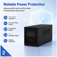 Onduleur interactif en ligne 1500VA 900W à onde sinusoïdale simulée 230Vac avec AVR et écran LCD, double batteries 12V 9Ah pour la sauvegarde des réseaux informatiques de bureau
