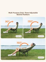 Chaise longue de camping pliable et inclinable, avec coussin épais et rembourré, comme un canapé, chaise portable pour pique-nique, plage, jardin