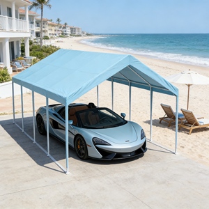Abri de garage portable spacieux pour deux voitures avec tissu haute densité pour les voyages en <span class=keywords><strong>camping</strong></span> en famille, stockage de véhicules - Product Image 3