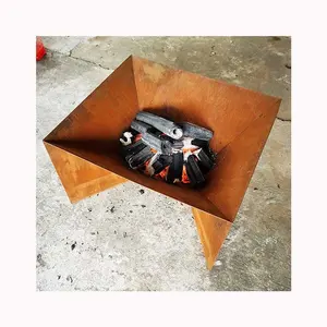 라운드 녹슨 화로 광장 화재 구덩이 바베큐 그릴 히터 야외 로그 저장 정원 사용자 지정 철강 화재 구덩이