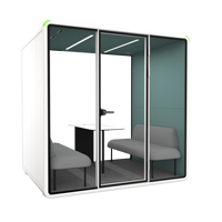 Cabina de Oficina Insonorizada Móvil para Exteriores con Cuatro Asientos, Cabina Acústica Modular Tipo Sofá para Reuniones de Pequeños Grupos