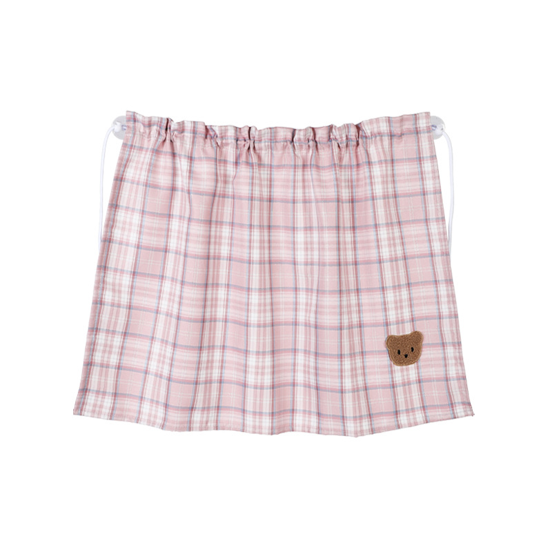 Pink JK plaid bear curtains