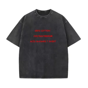 Maglietta lavata con acido di alta qualità Streetwear Vintage oversize T-Shirt con stampa grafica personalizzata