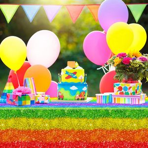 XUECE Mantel de Plástico Arcoíris 54x108 Pulgadas, Cubiertas de Mesa Desechables para el Mes del Orgullo, Suministros para Fiestas de Cumpleaños y Celebraciones - Product Image 4