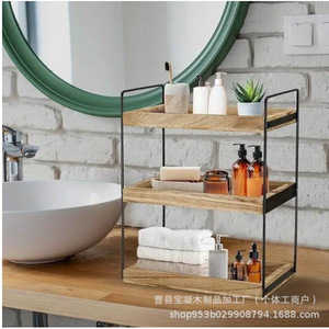 Ironwood Bathroom Storage Rack 3 Tier Freestanding Wooden <b>Shelf</b> For Cosmetics And Toiletries <b>Desktop</b> Organizer - Product Image 1