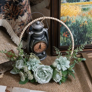 CallaFloral Artificial Flower <b>Wreath</b> With Beaded Hoop And Greenery For Home Decor Wedding Props CF01484 - Product Image 1