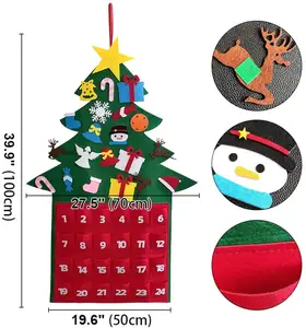 Deur Muur Opknoping Decoraties Diy 24 Dagen Adventskalender Kleine Pocket Vilt Kerstboom Voor Kinderen Muur