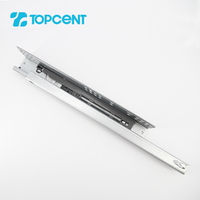 Topcent Cabinet Canal de tiroir hydraulique Amortisseur à fermeture douce Rails télescopiques Pousser pour ouvrir sous le montage Glissière de tiroir dissimulée