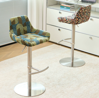Tabouret de bar moderne et minimaliste en tissu, pivotant et réglable en hauteur, chaise d'îlot à pieds hauts en acier inoxydable, pour usage commercial, chaise de salle à manger et de bar