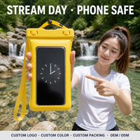 Étui de téléphone étanche flottant personnalisé IPX8 avec fermeture à clip et fenêtre pour appareil photo, sac étanche bleu clair pour la natation, la randonnée et les voyages