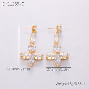 Kübik zirkon 925 gümüş damla küpe kadınlar için Trendy düğün gelin parti balo takı nedime ve misafirler için - Product Image 6