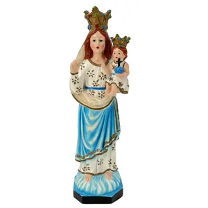 Ornamento de estátuas católicas religiosas de Jesus, artesanato em resina para decoração de casa, estilo europeu, virgem Maria e bebê 280g, artesanato artesanal