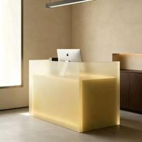 Table de bar en acrylique givré personnalisée avec éclairage LED rétroéclairé, design moderne, plateau en pierre, multifonctionnelle pour hôtel, bureau, salon
