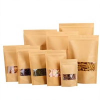 Sacs d'emballage à fermeture éclair Pochette en papier kraft avec fenêtre Sacs d'emballage à fermeture éclair pour les petites entreprises