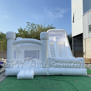 Combo gonfiabile commerciale all'aperto della casa di rimbalzo bianca con il pozzo della palla e lo scivolo gonfiabile dello scivolo d'acqua del castello - Product Image 4