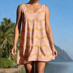 Nuevo Vestido Corto con Cuello en V y Estampado Estilo Playa 2026, Vestido Hawaiano de Rayón Transpirable Personalizado - Product Image 1