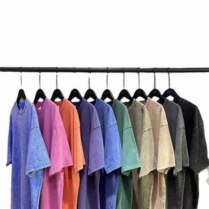 T-shirts pour hommes en coton 100% de haute qualité 260 g/m², personnalisables, style hip-hop streetwear, col rond, effet délavé vintage, épaules tombantes - Product Image 1