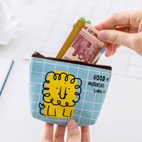 Dompet koin Mini desain hewan lucu dompet kecil ritsleting dompet koin wanita mode dompet koin kanvas rantai kunci