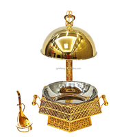 Chauffe-plat circulaire Lefeng Golden Lace de luxe en acier inoxydable, alimenté à l'alcool, 12 heures, 8L, design moderne et écologique