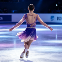 Robe de patinage artistique à manches longues en maille, dégradé violet, asymétrique à une épaule, avec ceinture à strass et dos ajouré à anneaux, pour la compétition