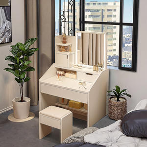 Modern Minimalist <strong>Small</strong> Vanity Table with Light &amp; Storage Cabinet for Bedroom, Space-Saving Luxury <strong>Makeup</strong> <strong>Desk</strong> - Product Image 5