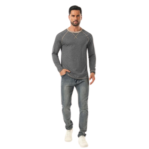 Pull à manches courtes décontracté pour homme, col rond, athlétique, en molleton écologique, doux, 100% coton - Product Image 2