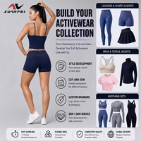 Ensemble de yoga à pois avec logo personnalisé pour femme, débardeur dos nu et short cycliste taille haute, ensemble d'entraînement gainant avec contrôle du ventre, OEM, bleu marine
