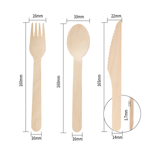 Posate Monouso Sostenibili in Legno: Coltello, Cucchiaio e Forchetta per Ristoranti - Product Image 2