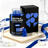 Gummies multi-collagène avec biotine et vitamine C - Complément pour la peau, les cheveux et les ongles pour femmes, usage adulte, support OEM
