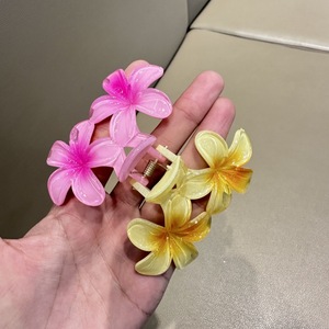 Hawaii đôi màu hoa móng vuốt lớn cho cô gái Phụ kiện tóc lớn Plumeria cá mập tóc móng vuốt Clip - Product Image 5