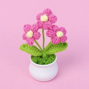 Flores Tejidas Artificiales Decorativas Hechas a Mano, Flor de Punto Creativa de 3 Cabezas para el Día de la Madre, Halloween - Product Image 5