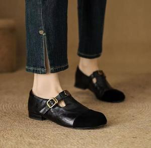 Automne mode plat Ballet chaussures femmes peu profond Ballet en cuir bout carré <span class=keywords><strong>femme</strong></span> <span class=keywords><strong>ballerine</strong></span> doux <span class=keywords><strong>mocassin</strong></span> Mary Jane chaussures - Product Image 4