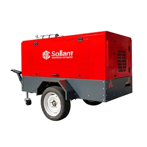 Sollant Trailer Portable Diesel Compressors For Jack Hammer Water Well Drill Rig Diesel Compressors