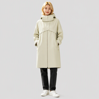 AQTQ Manteau long à capuche pour femme, imperméable, coupe-vent, coupe ample, veste de pluie décontractée pour l'extérieur, idéal pour le quotidien et les voyages
