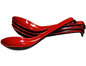 Bol à pâtes et à soupe Miso de grande capacité, 4 pièces, avec cuillères - Couleurs rouge et noir - 40 onces - Product Image 3