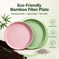 Assiette en Fibre de Bambou Écologique, Plat de Service Alimentaire Réutilisable et Biodégradable, Logo Personnalisé Disponible pour Cadeau de Fêtes et Cadeau d'Entreprise